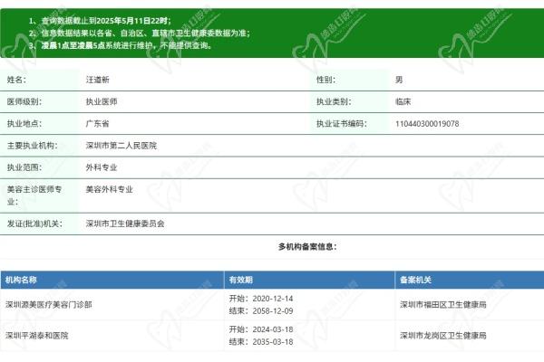 深圳源美醫(yī)療美容門診部汪道新醫(yī)生